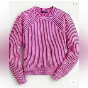 J. Crew Reimagined Garment-Washed Fuchsia Ribbed Crewneck  Sweater